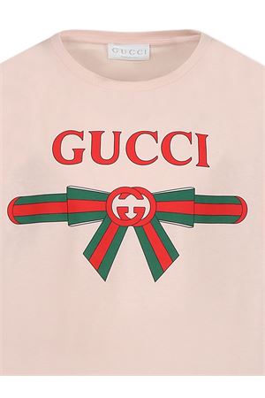 Light pink cotton jersey T-shirt GUCCI KIDS | 610190XJG0K6341